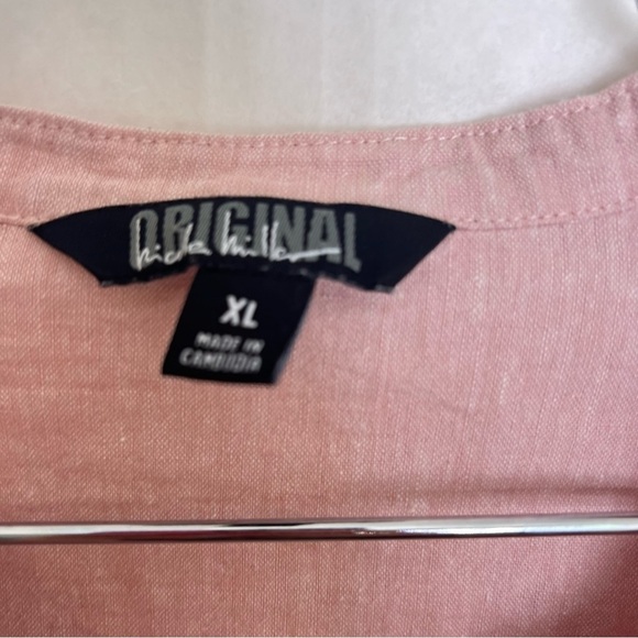 Original Nicole Miller Light pink 55% linen button up blouse size XL 171 - Picture 2 of 3